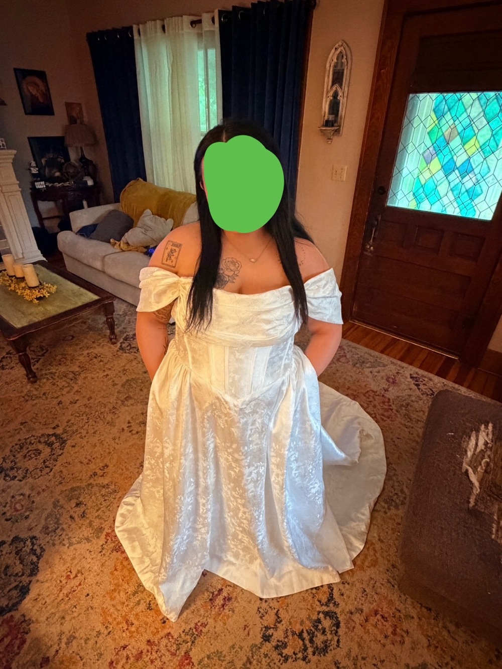 Amazon White Off-Shoulder Bridal Gown